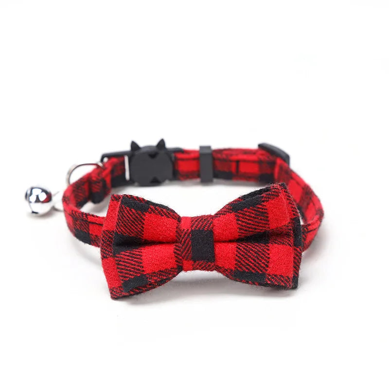 Collier chat nœud papillon & grelot — breakaway sécurisé