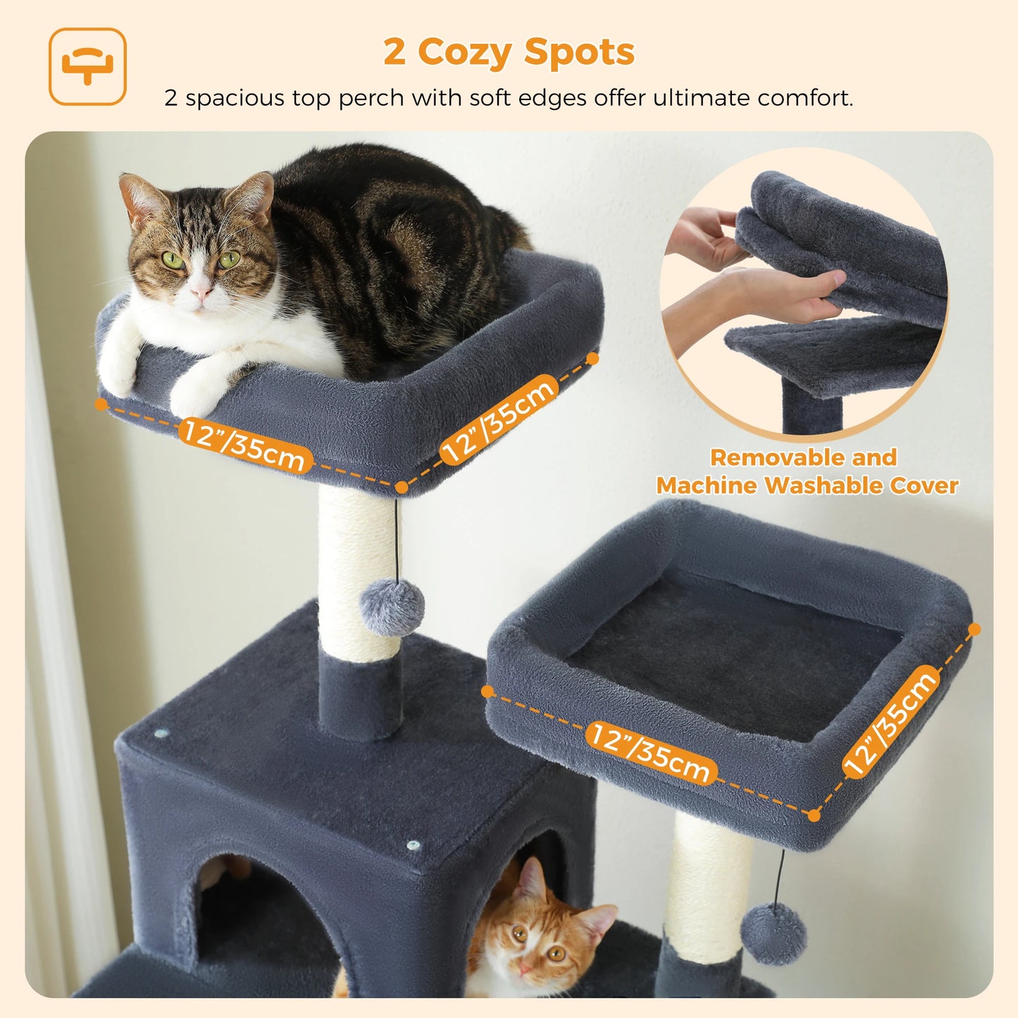 Grand arbre à chat multi-niveaux — sisal, hamac & niches