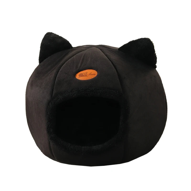 Nid caverne cosy en peluche pour chat — chaleur et intimité