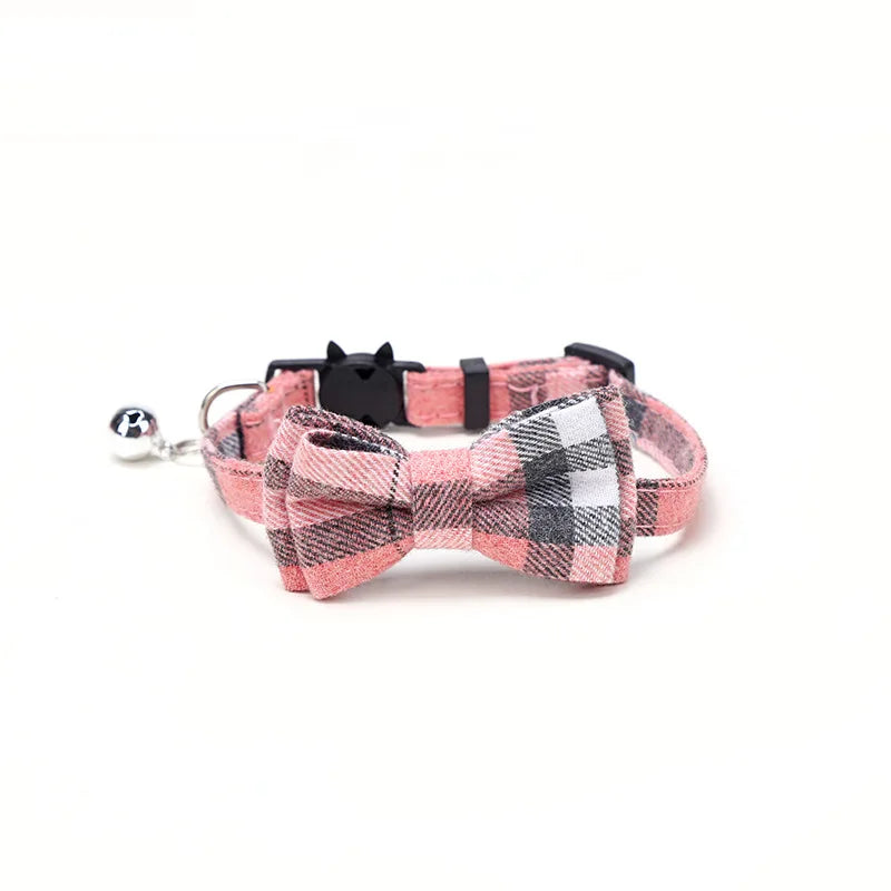 Collier chat nœud papillon & grelot — breakaway sécurisé