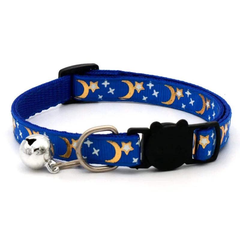 Collier chat coloré avec grelot — motif empreintes