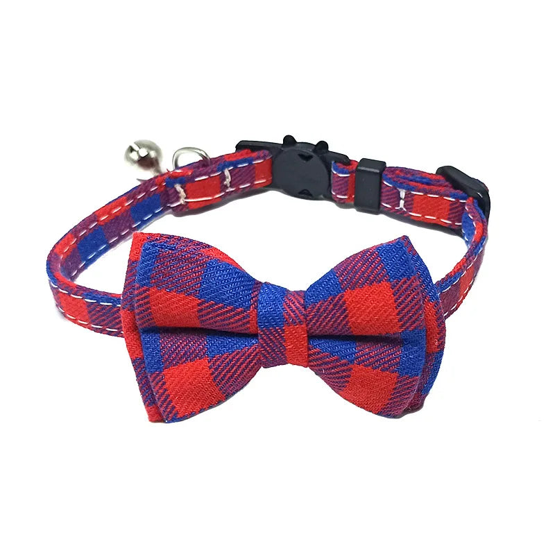 Collier chat nœud papillon & grelot — breakaway sécurisé