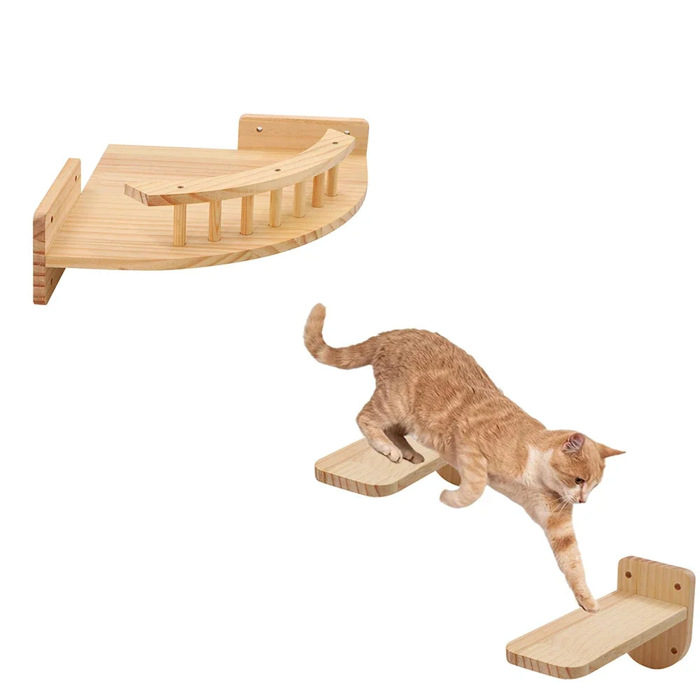 Étagères murales en bois pour chat — griffoir sisal modulable