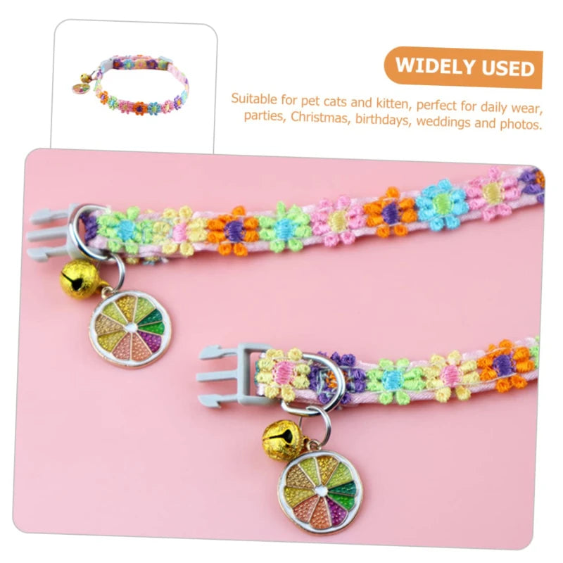 Collier chat coloré avec grelot — motif empreintes