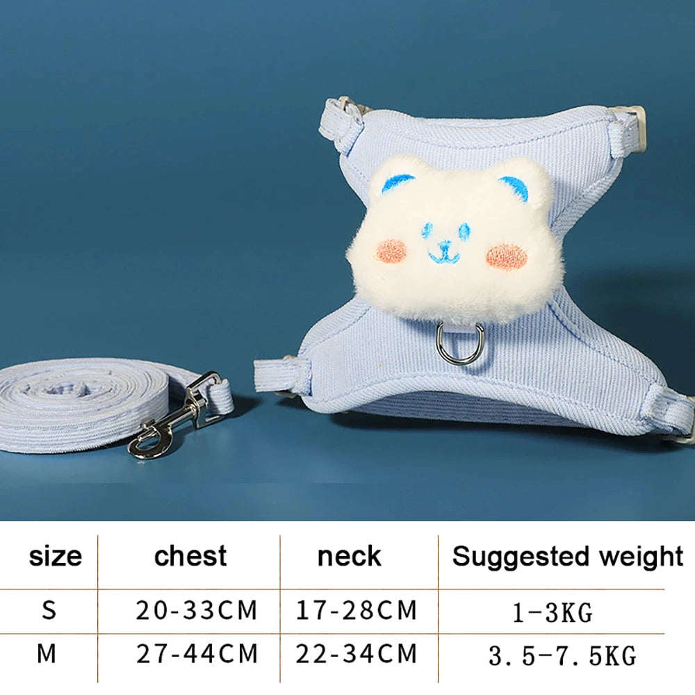Harnais sac à dos peluche pour chat — escape-proof avec laisse