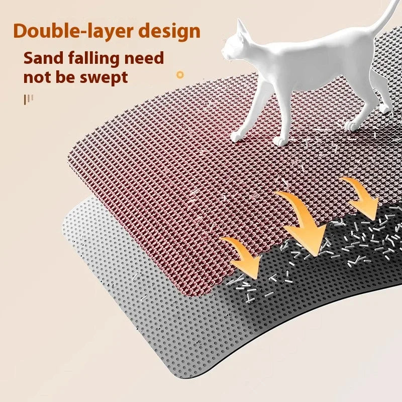 Tapis de litière double couche imperméable — anti-débordement pour chat
