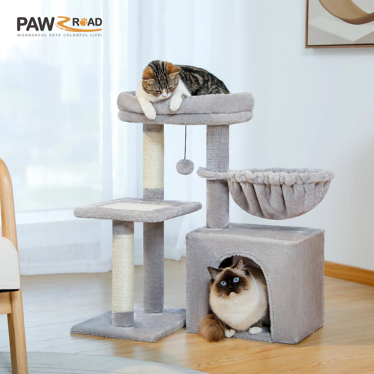 Arbre à chat 73 cm — hamac & griffoirs sisal pour chat d'intérieur