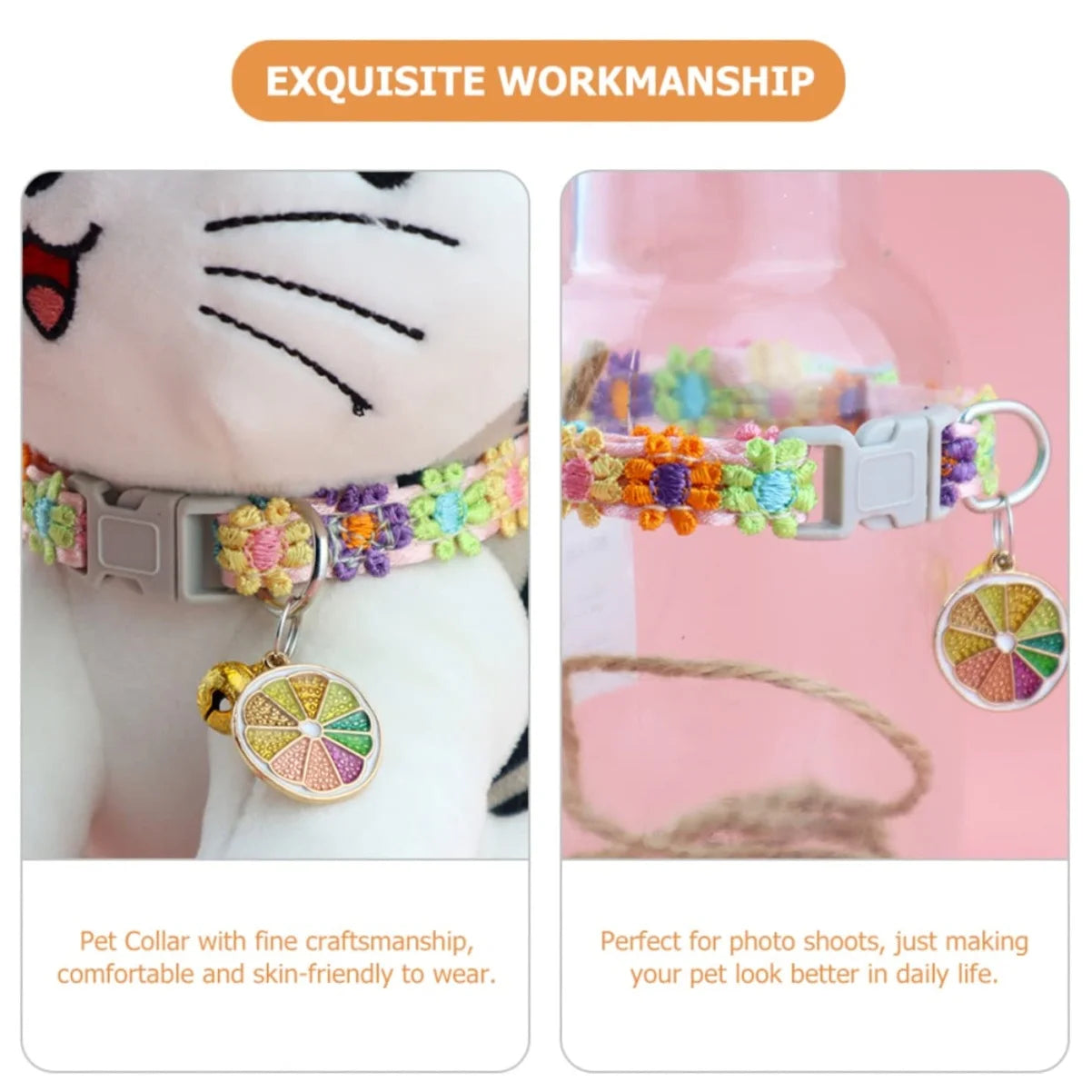 Collier chat coloré avec grelot — motif empreintes