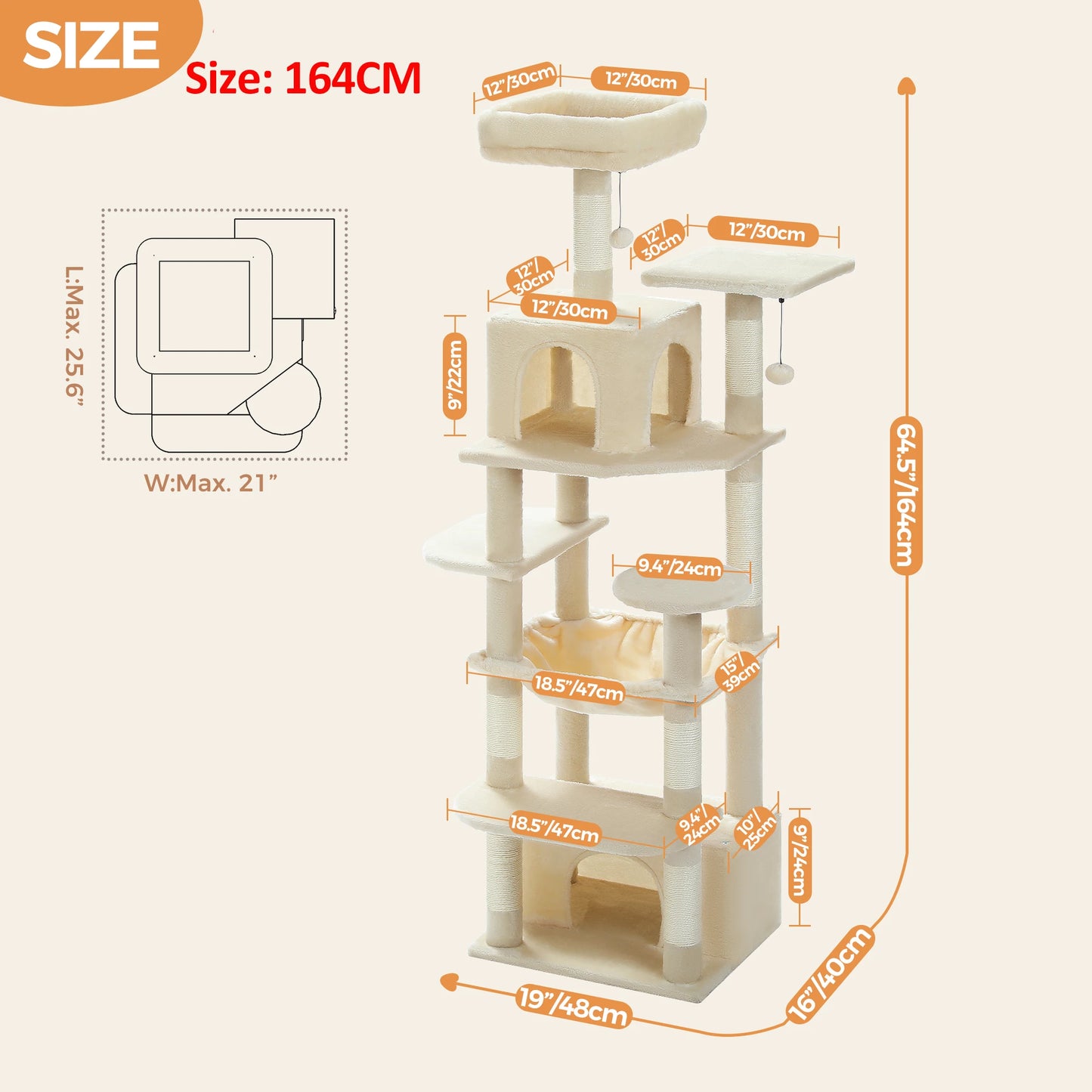 Grand arbre à chat multi-niveaux — sisal, hamac & niches
