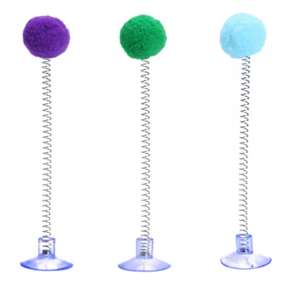 Jouet ressort à ventouse avec pompon — jeu autonome pour chat