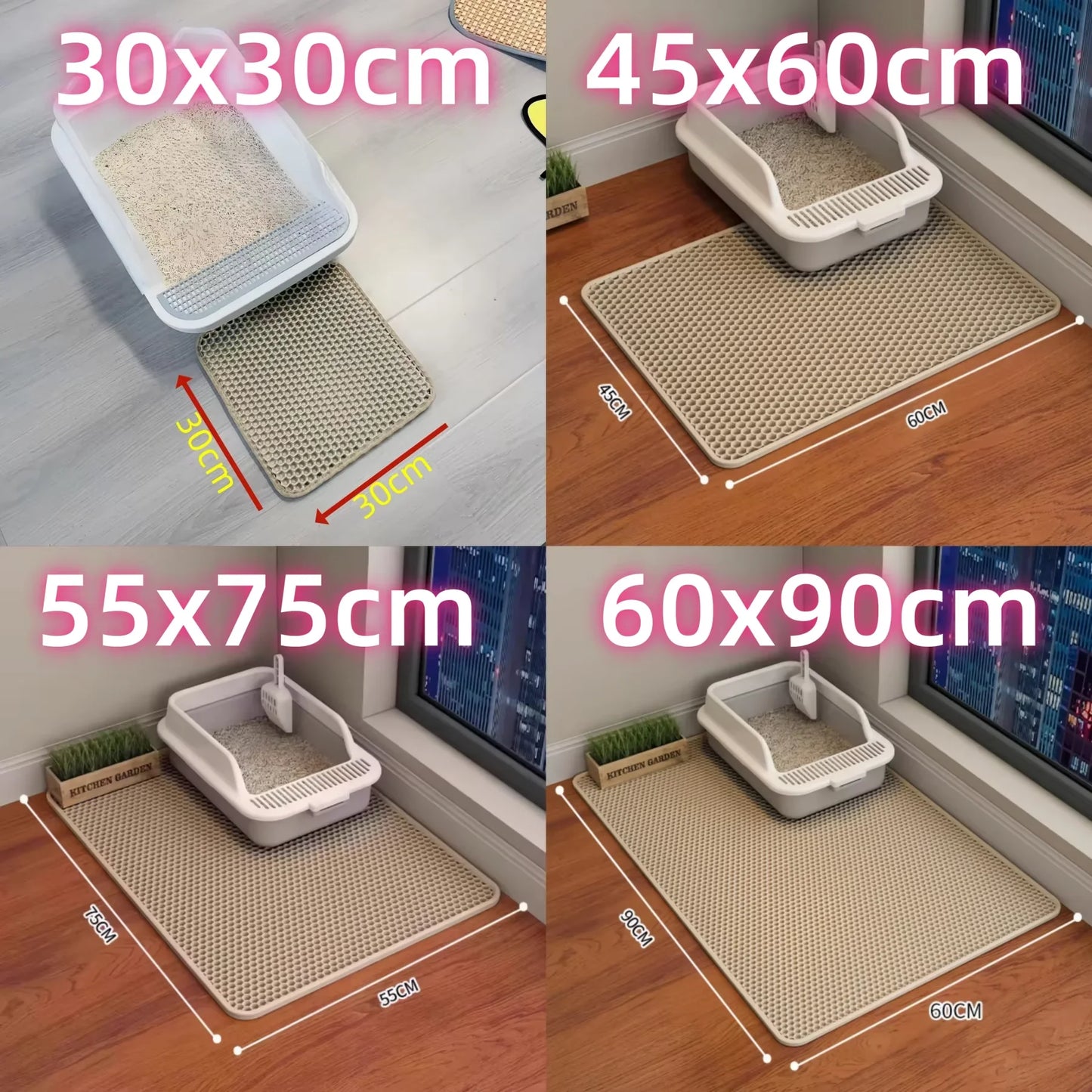 Tapis de litière double couche imperméable — anti-débordement pour chat