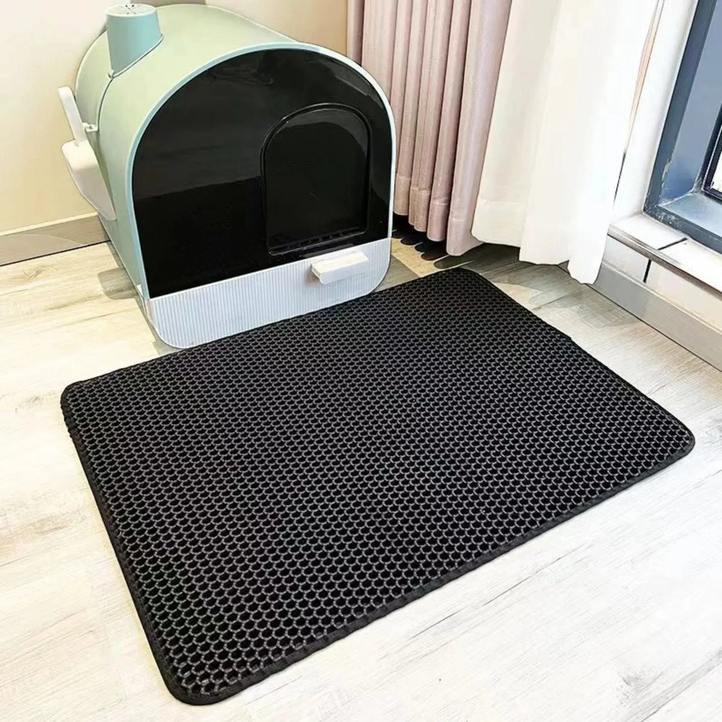 Tapis de litière double couche imperméable — anti-débordement pour chat