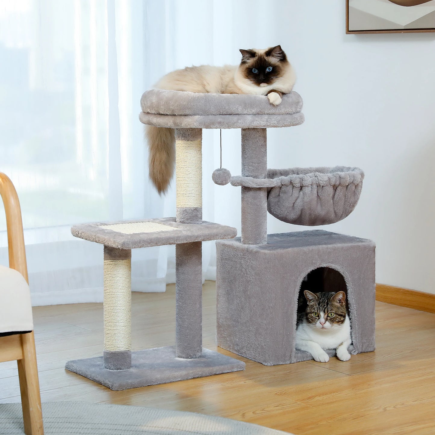 Arbre à chat 73 cm — hamac & griffoirs sisal pour chat d'intérieur