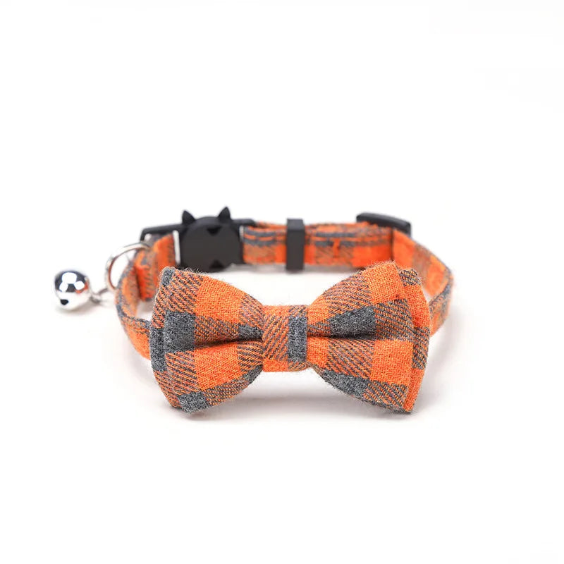 Collier chat nœud papillon & grelot — breakaway sécurisé