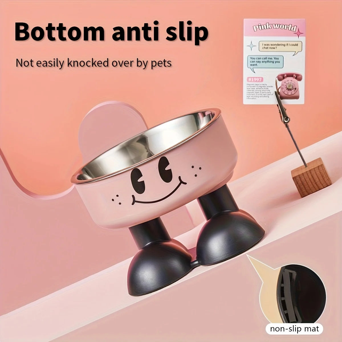 Gamelle surélevée en inox anti-débordement — pour chats et chiens