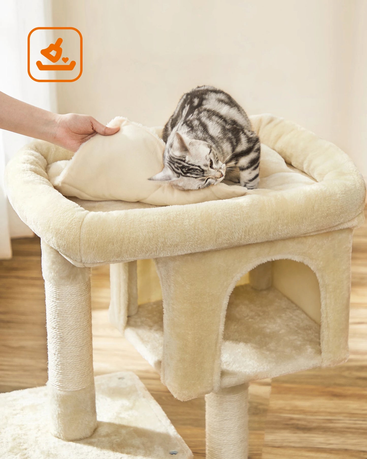 Arbre à chat Feandrea 84 cm — 2 niches et griffoir