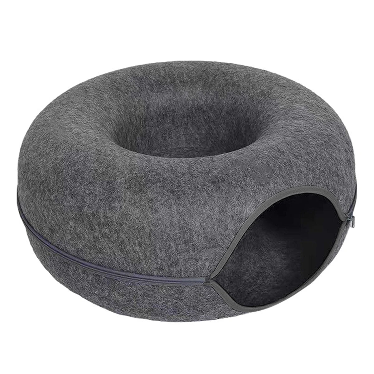 Tunnel-nid en feutre 3-en-1 pour chat — griffoir et couchage