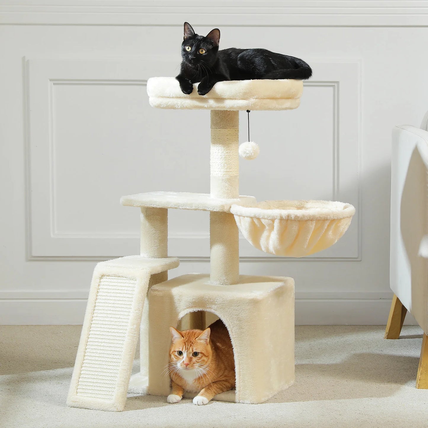 Arbre à chat 73 cm — hamac & griffoirs sisal pour chat d'intérieur