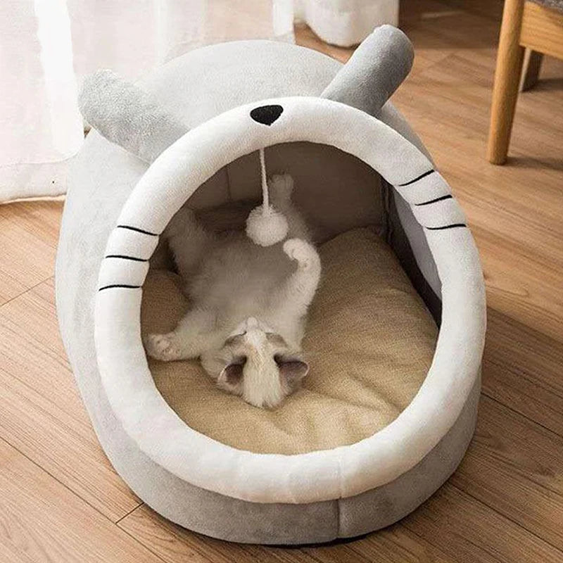 Lit caverne douillet pour chat