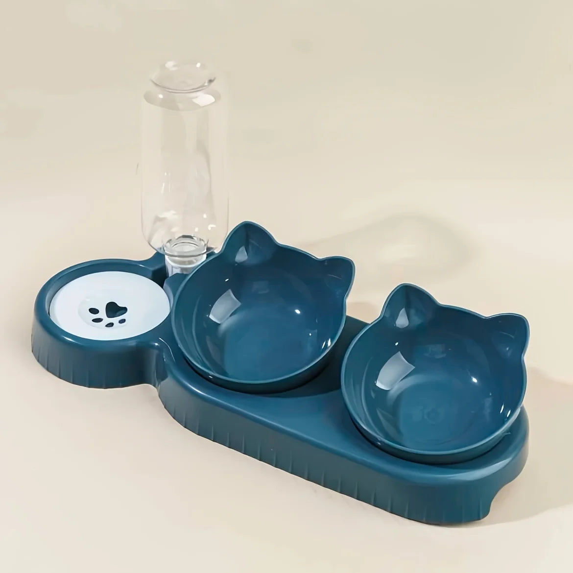 Set 3-en-1 gamelles & fontaine gravité — design oreilles de chat