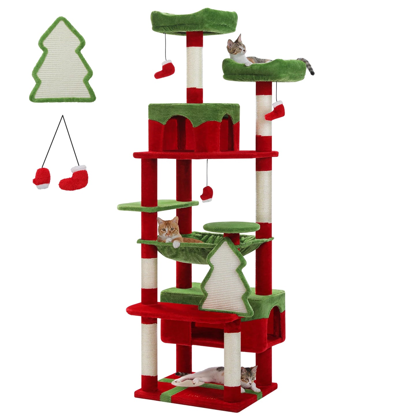 Grand arbre à chat multi-niveaux — sisal, hamac & niches