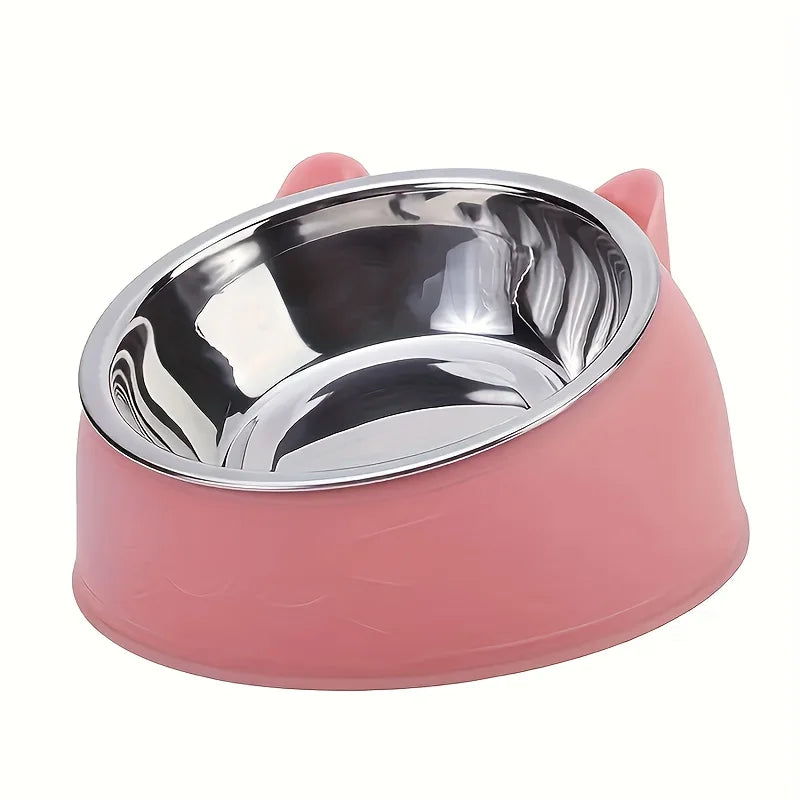 Gamelle inclinée oreilles de chat en inox — protection cervicale 400ml