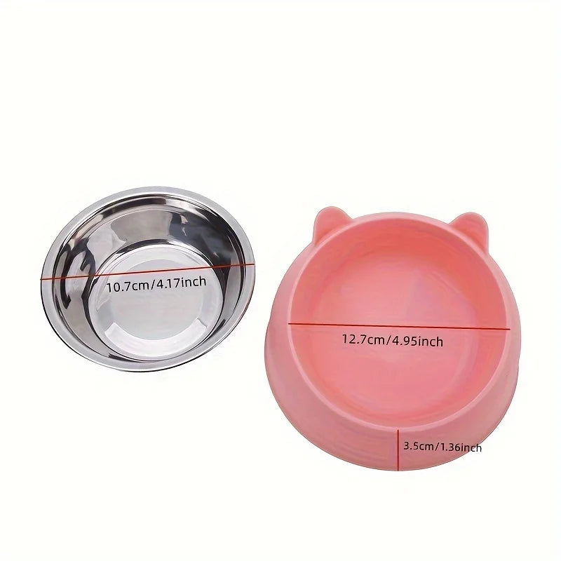 Gamelle inclinée oreilles de chat en inox — protection cervicale 400ml