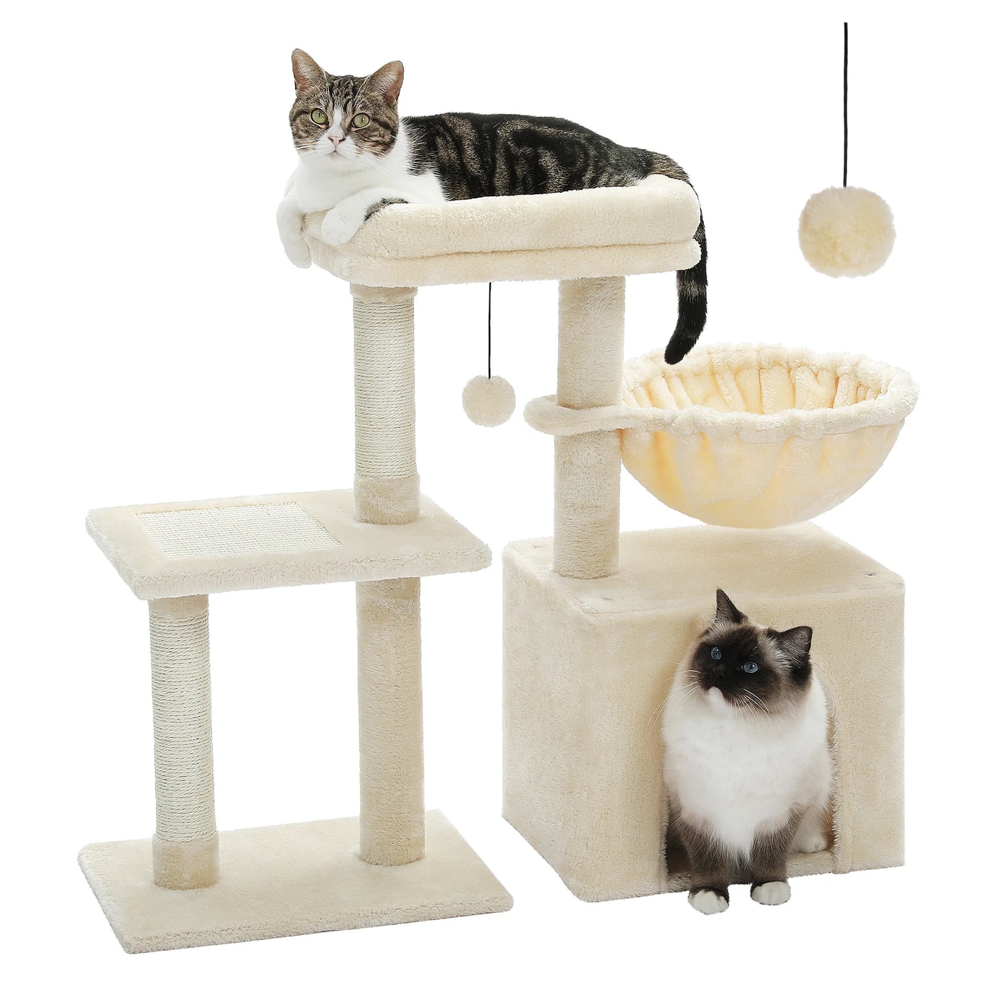 Arbre à chat 73 cm — hamac & griffoirs sisal pour chat d'intérieur