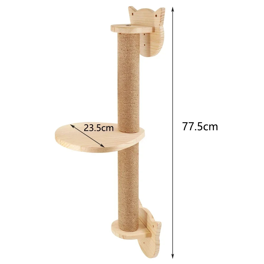 Étagères murales en bois pour chat — griffoir sisal modulable