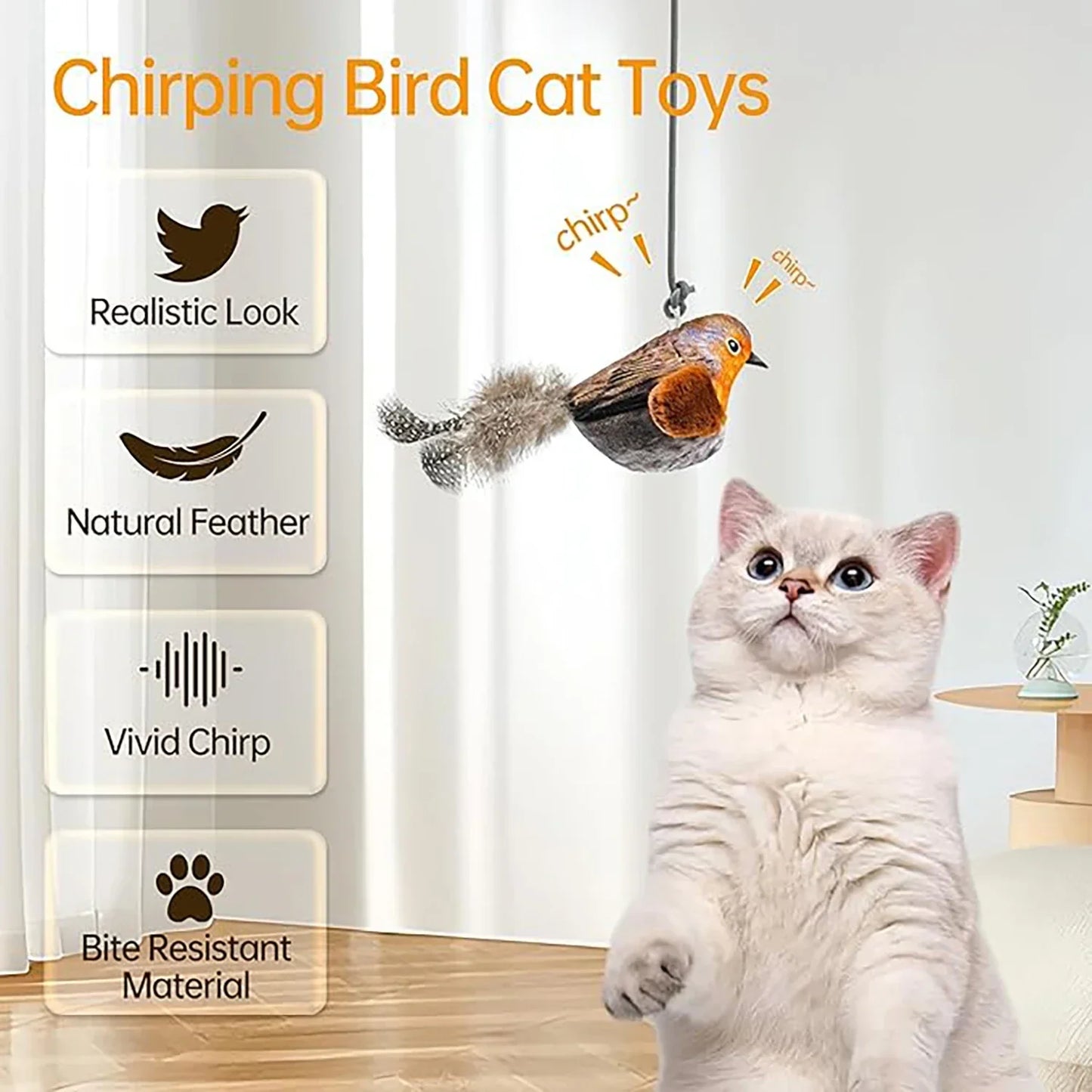 Jouet oiseau interactif à accrocher au mur
