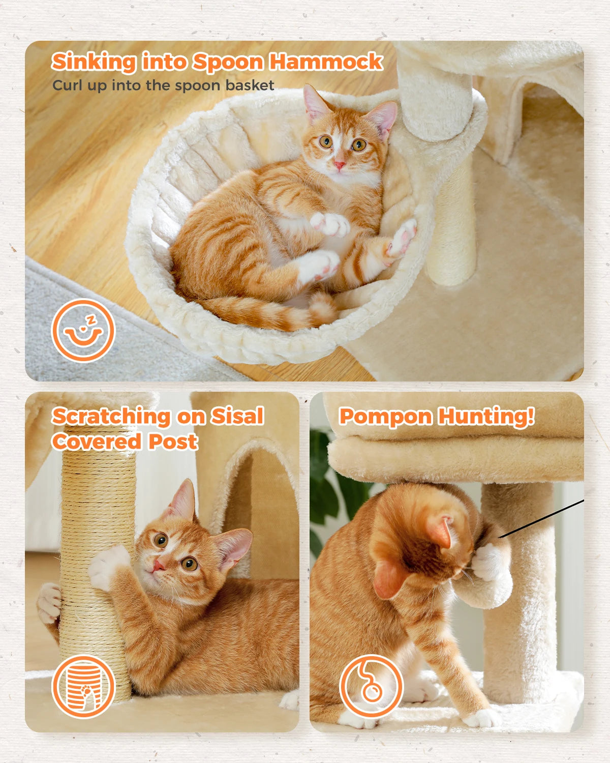 Arbre à chat 73 cm — hamac & griffoirs sisal pour chat d'intérieur