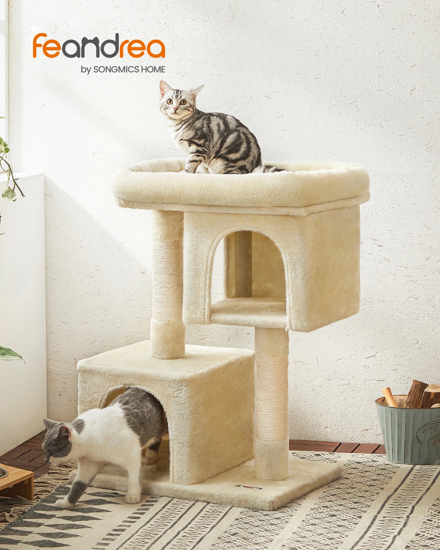 Arbre à chat Feandrea 84 cm — 2 niches et griffoir