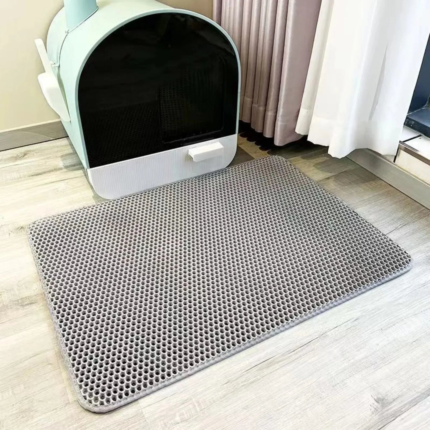 Tapis de litière double couche imperméable — anti-débordement pour chat