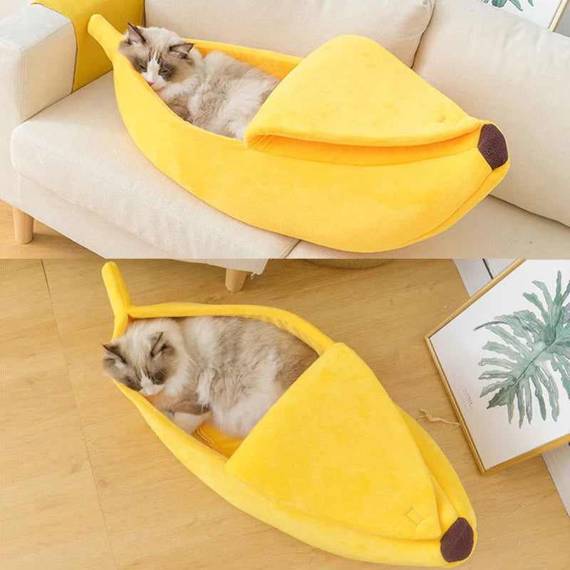 Lit banane moelleux pour chat — la cachette tendance