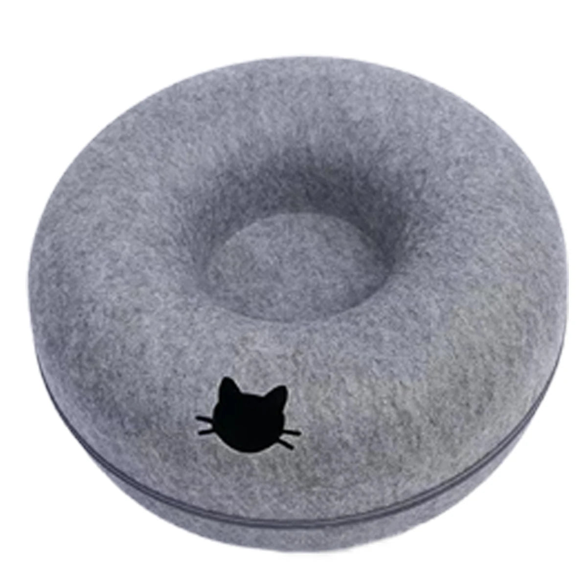 Tunnel-nid en feutre 3-en-1 pour chat — griffoir et couchage