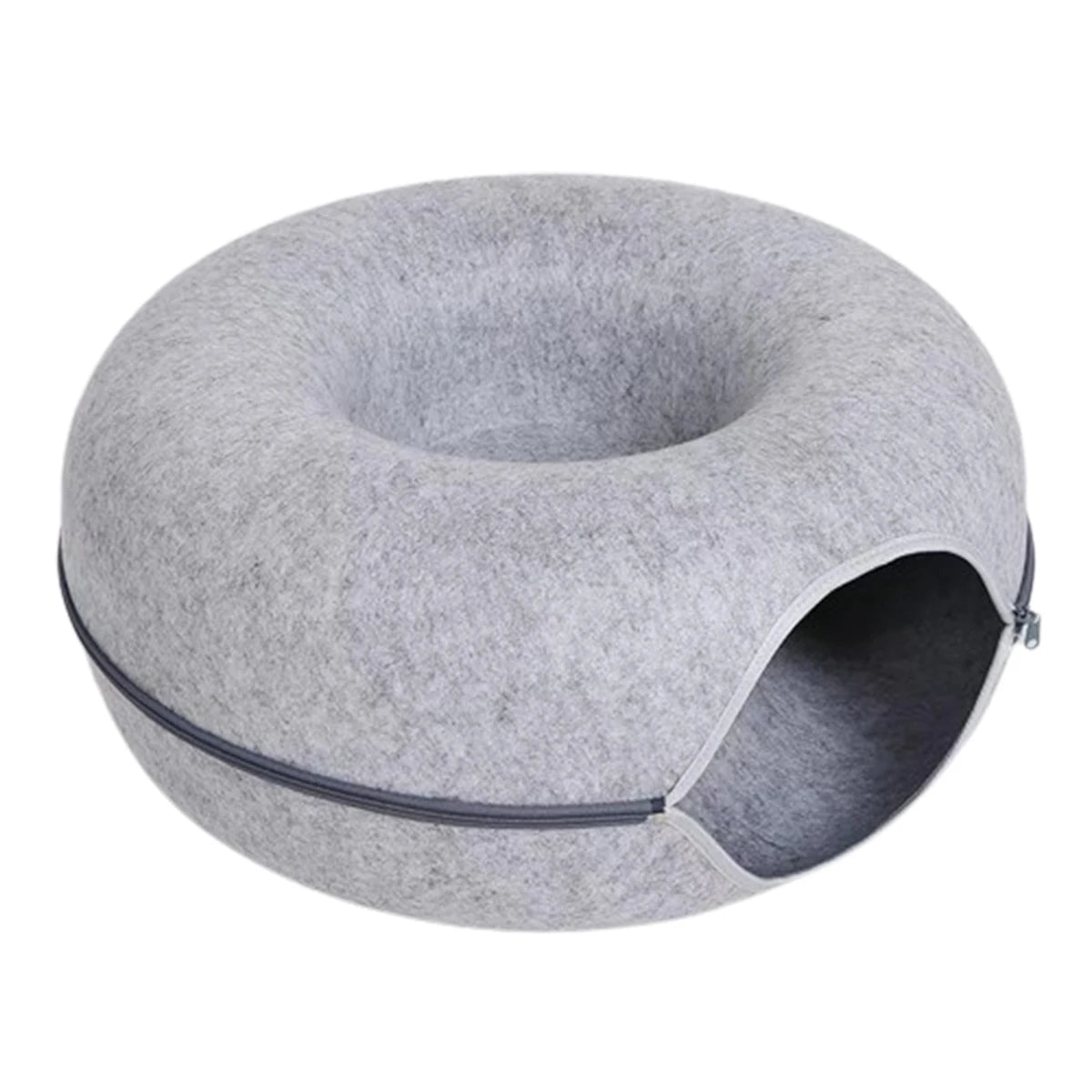 Tunnel-nid en feutre 3-en-1 pour chat — griffoir et couchage