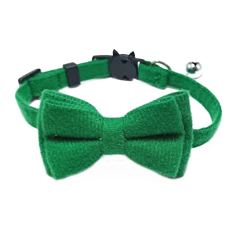 Collier chat nœud papillon & grelot — breakaway sécurisé