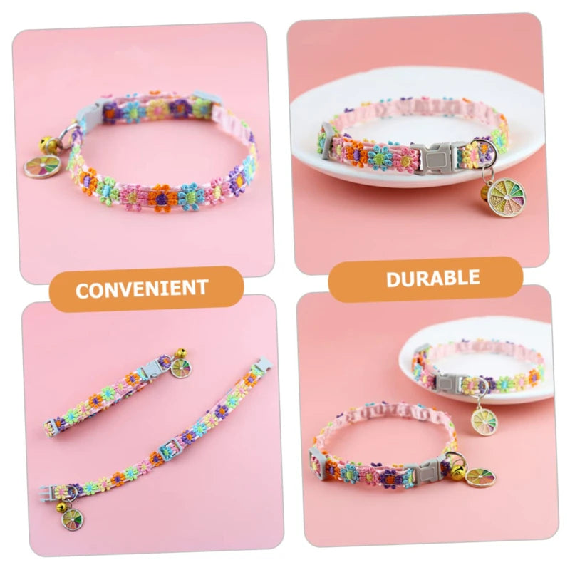 Collier chat coloré avec grelot — motif empreintes