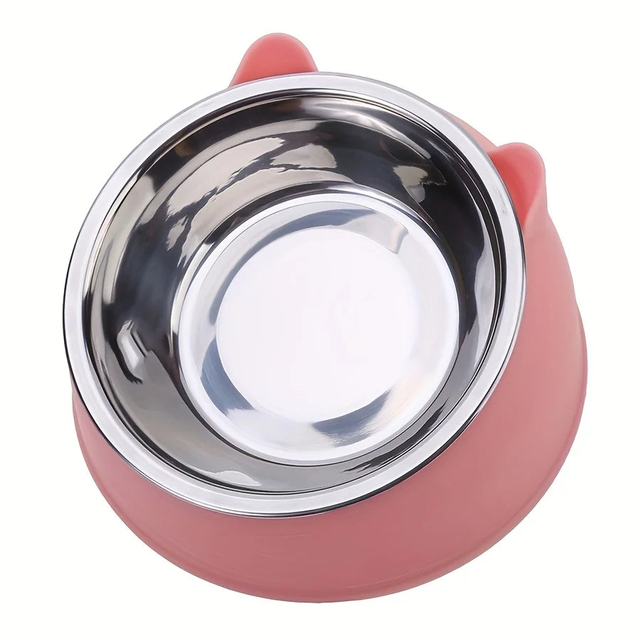 Gamelle inclinée oreilles de chat en inox — protection cervicale 400ml