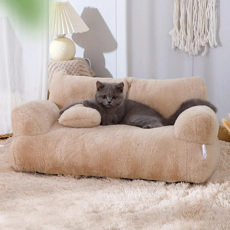 Lit sofa douillet en peluche pour chat