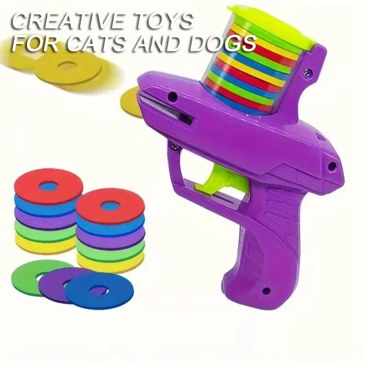 Pistolet navet + 15 frisbees en mousse pour chat