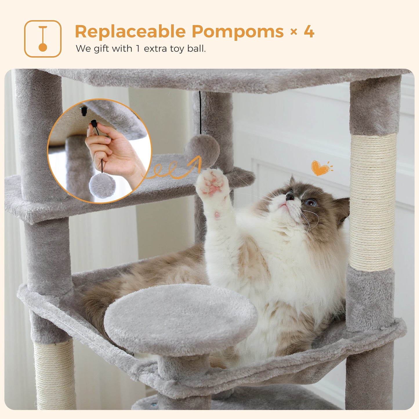 Grand arbre à chat multi-niveaux — sisal, hamac & niches