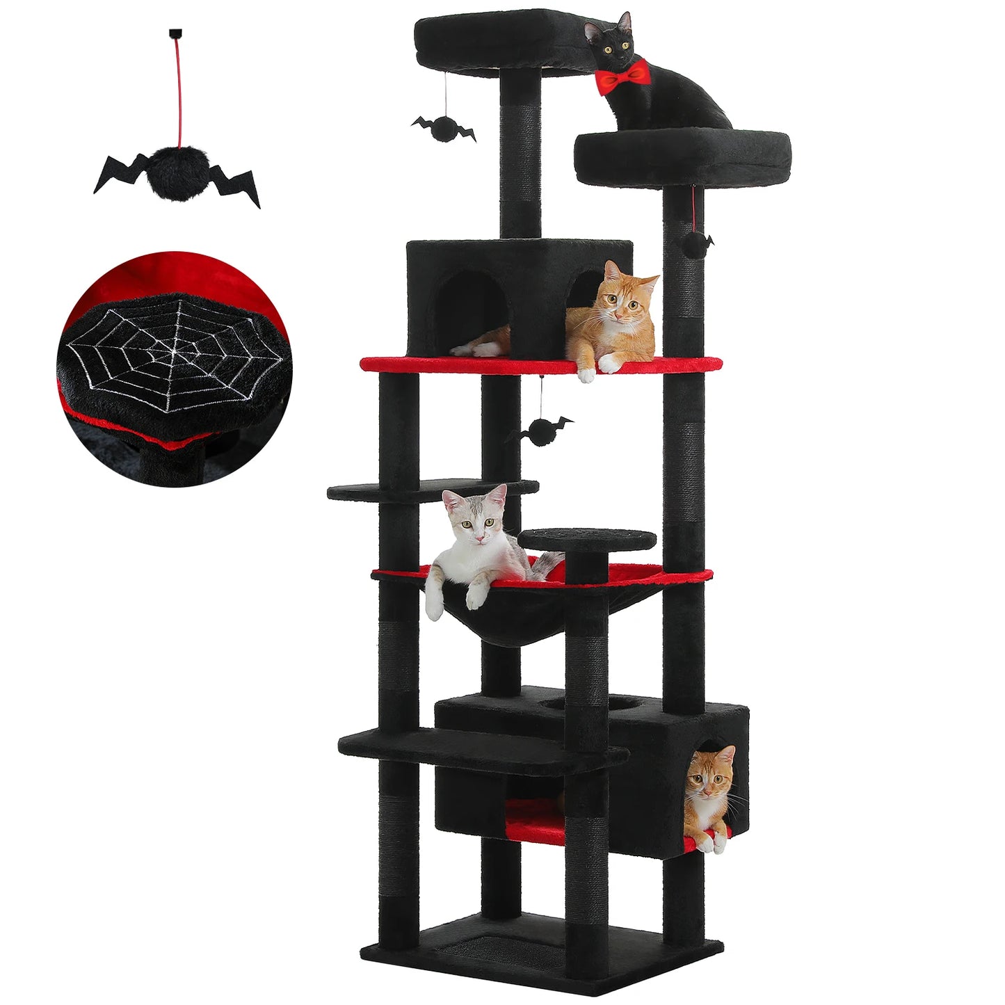 Grand arbre à chat multi-niveaux — sisal, hamac & niches