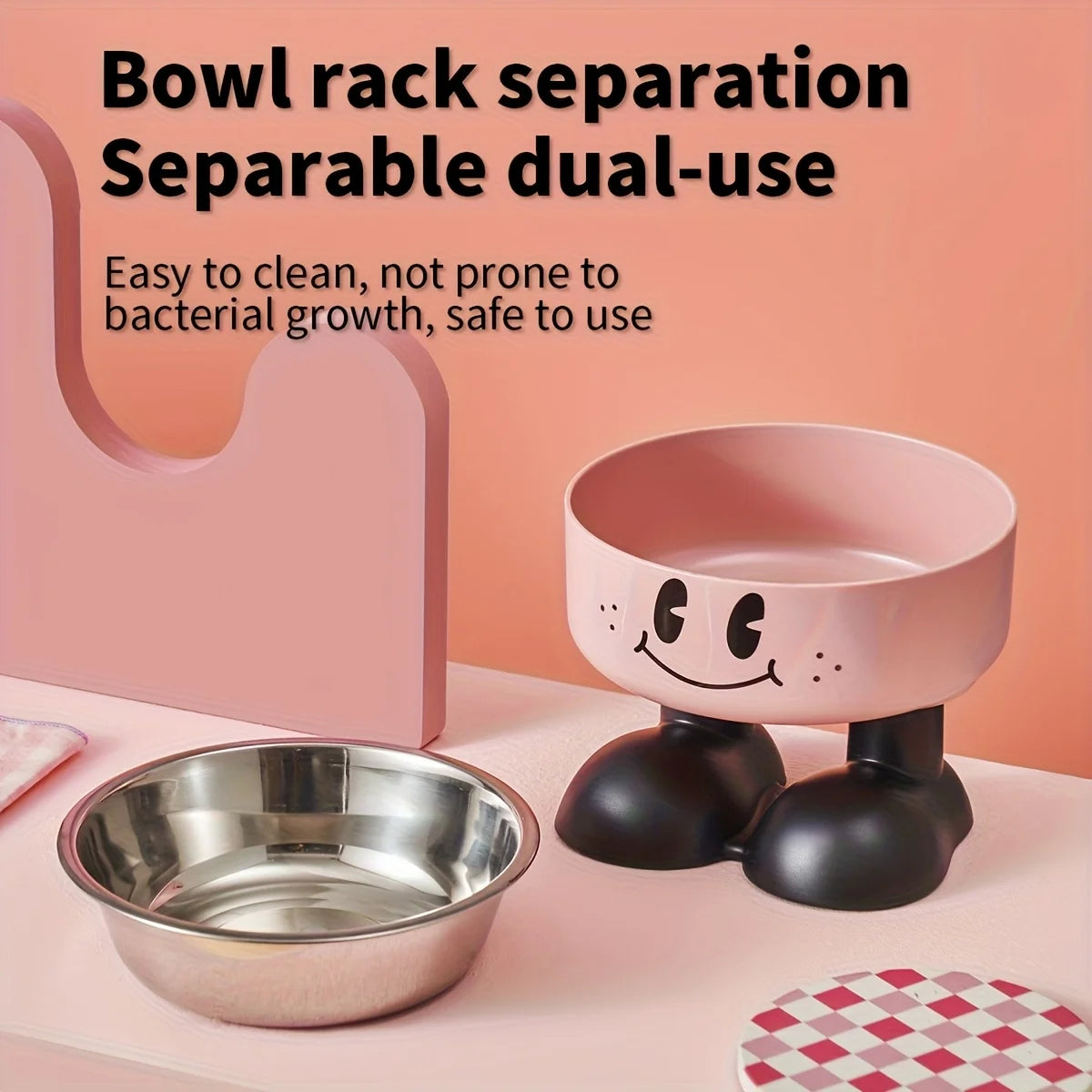 Gamelle surélevée en inox anti-débordement — pour chats et chiens