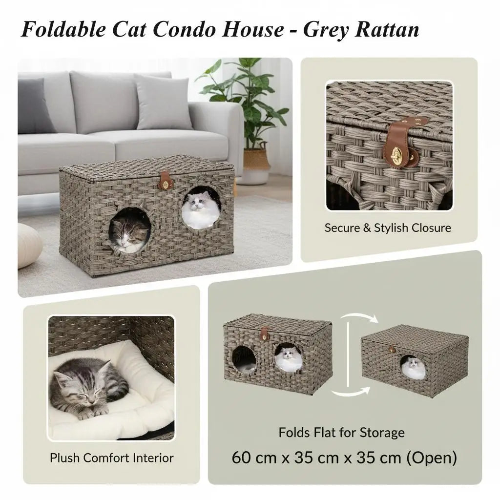 Panier osier décoratif en rotin PE pour chat
