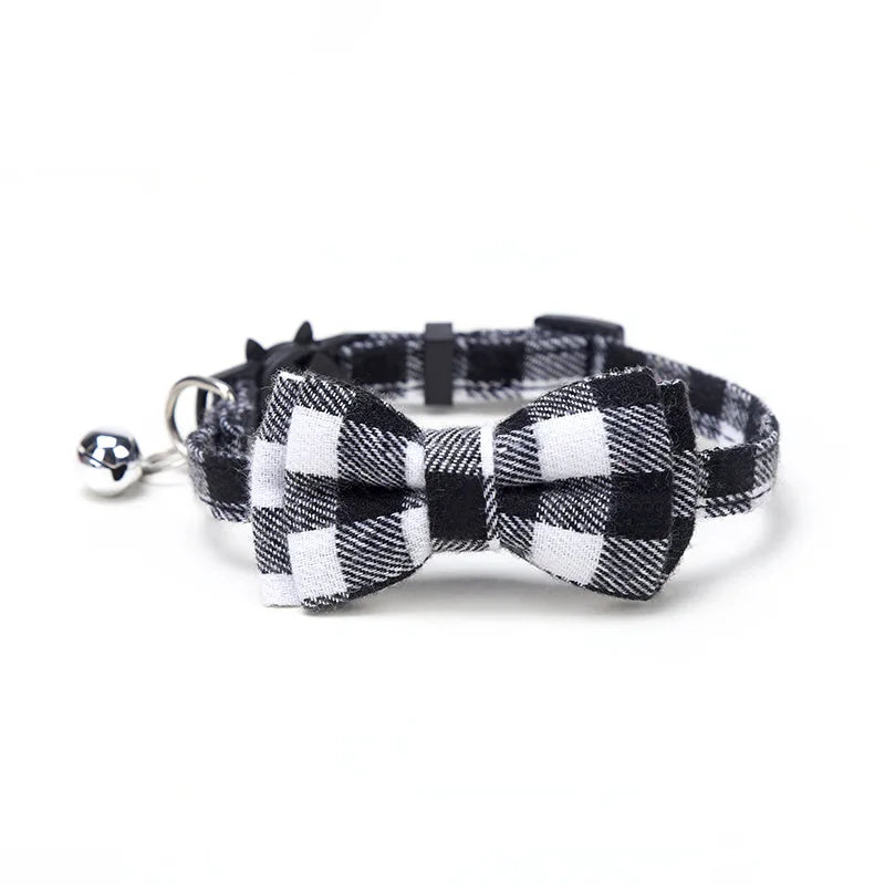 Collier chat nœud papillon & grelot — breakaway sécurisé