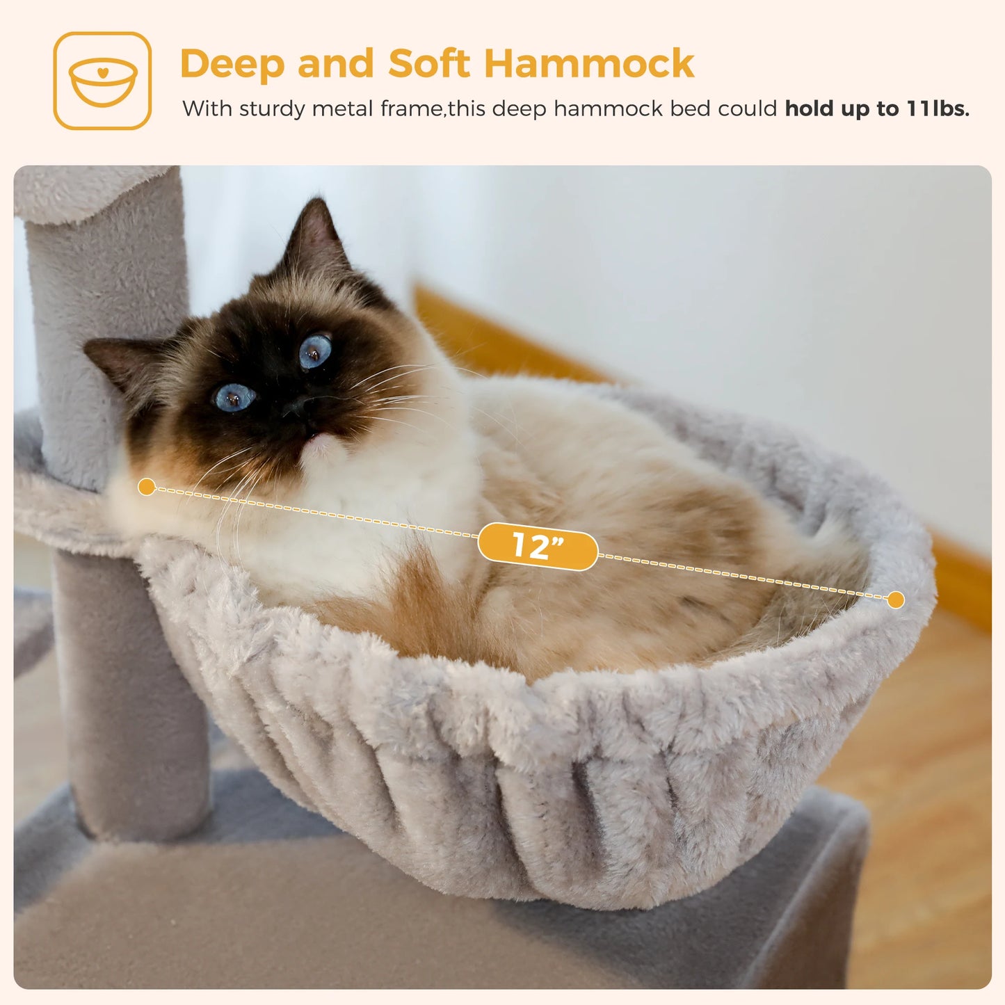 Arbre à chat 73 cm — hamac & griffoirs sisal pour chat d'intérieur