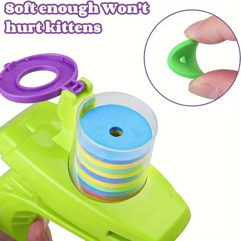 Pistolet navet + 15 frisbees en mousse pour chat