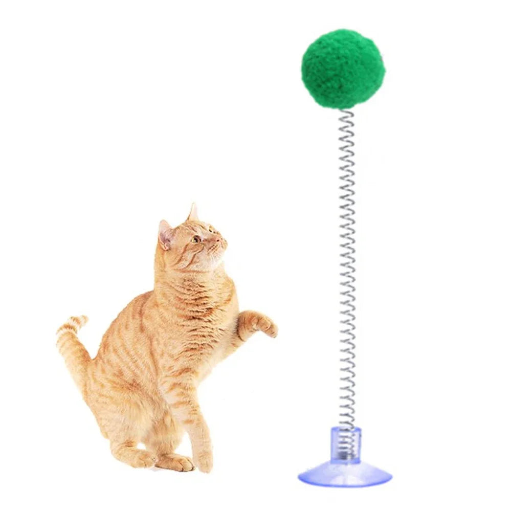Jouet ressort à ventouse avec pompon — jeu autonome pour chat
