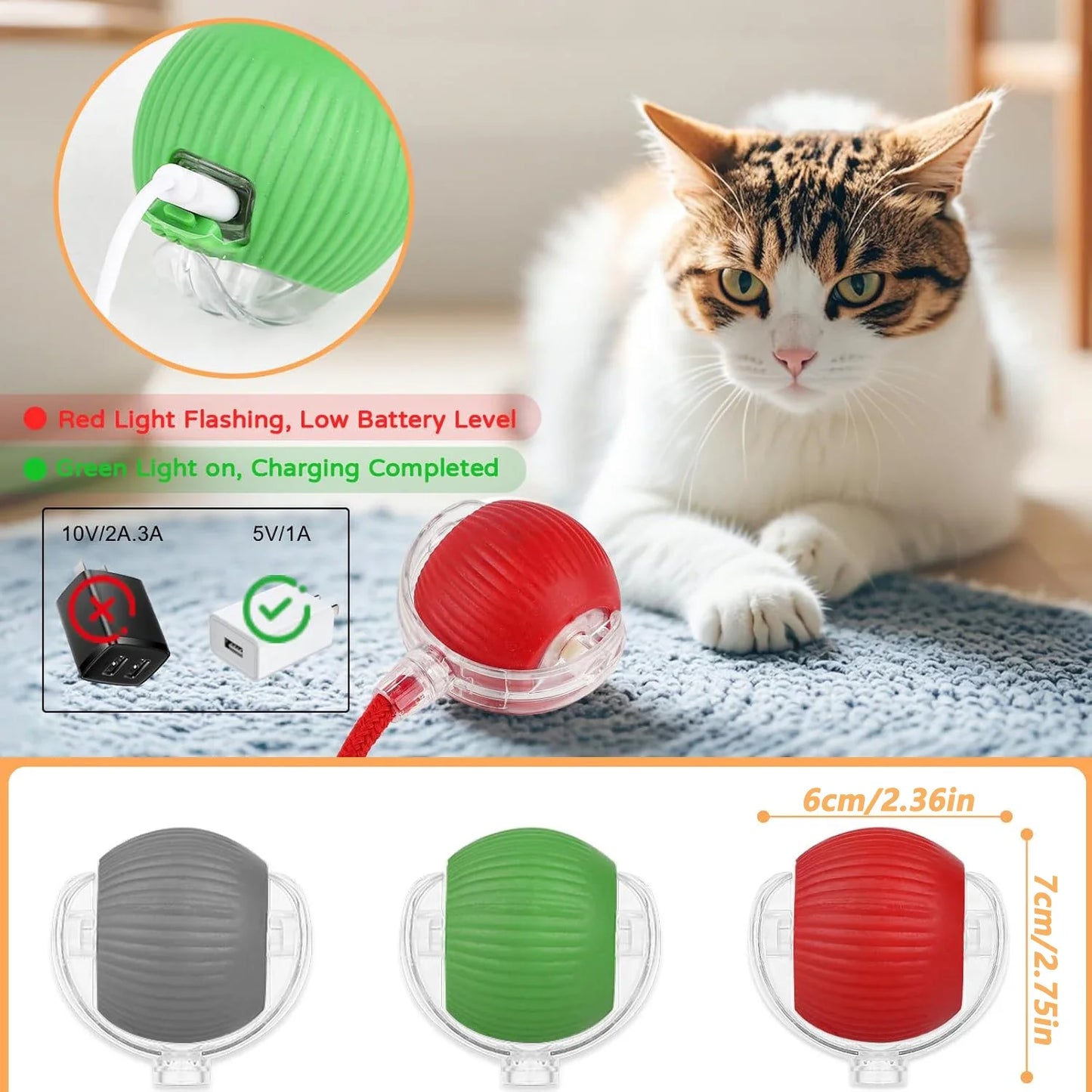 Balle électronique interactive rechargeable pour chat